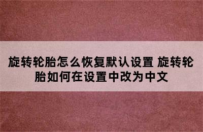 旋转轮胎怎么恢复默认设置 旋转轮胎如何在设置中改为中文